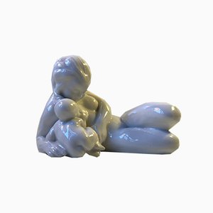 Antique Danish Blanc de Chine Mother & Child Figurine by Kai Nielsen for Bing & Grondahl-LCR-685231