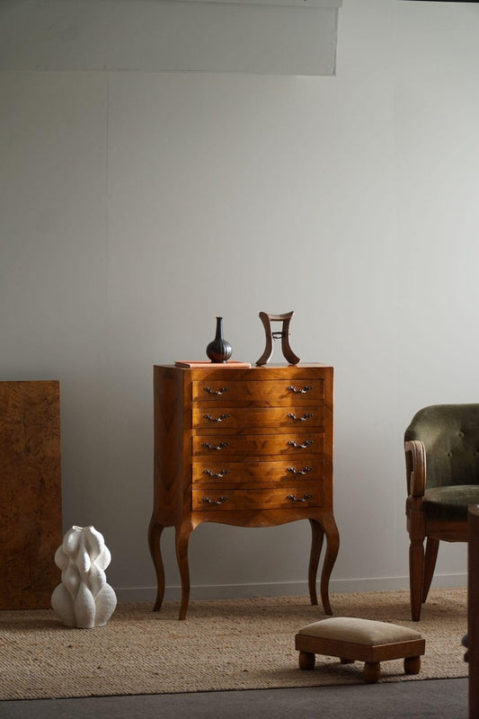 Antique Danish Chiffonier with Cabriole Legs in Lemon Tree, 19th Century