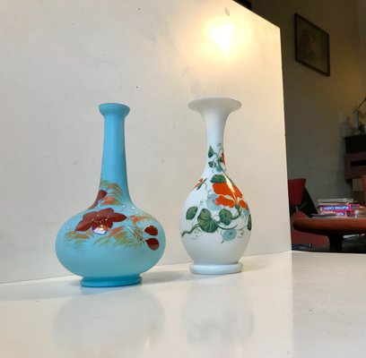 Antique Danish Satin Opaline Glass Vases from Fyns Glasværk, 1900s, Set of 2-LCR-655569