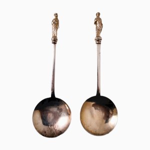 Antique Danish Spoons in Silver, Set of 2-TCS-1352957