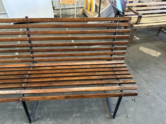 Antique Dark Brown Wooden Bench, Early 20th Century-JO-1777525