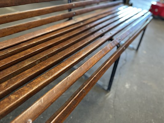 Antique Dark Brown Wooden Bench, Early 20th Century-JO-1777525