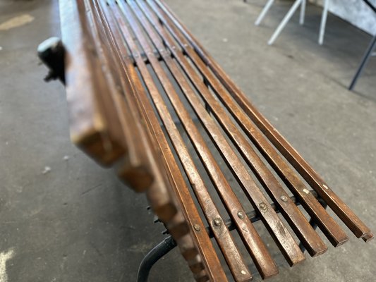 Antique Dark Brown Wooden Bench, Early 20th Century-JO-1777525