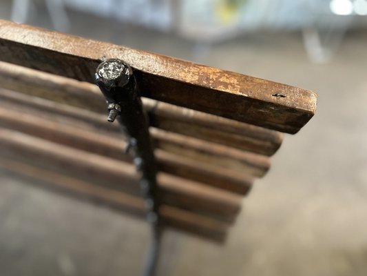 Antique Dark Brown Wooden Bench, Early 20th Century-JO-1777525