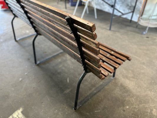 Antique Dark Brown Wooden Bench, Early 20th Century-JO-1777525