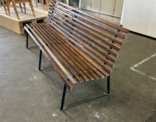 Antique Dark Brown Wooden Bench, Early 20th Century-JO-1777525