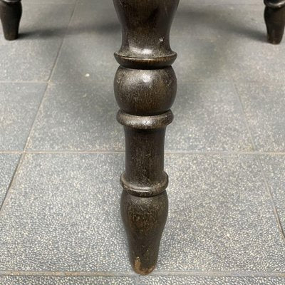 Antique Dark Work Stool with Spindle-NPL-1075763