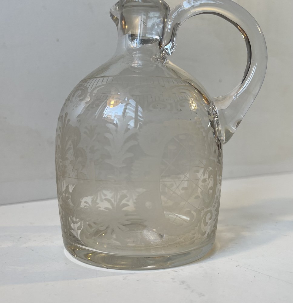 Antique Decanter in Etched Glass from Holmegaard, 1900s