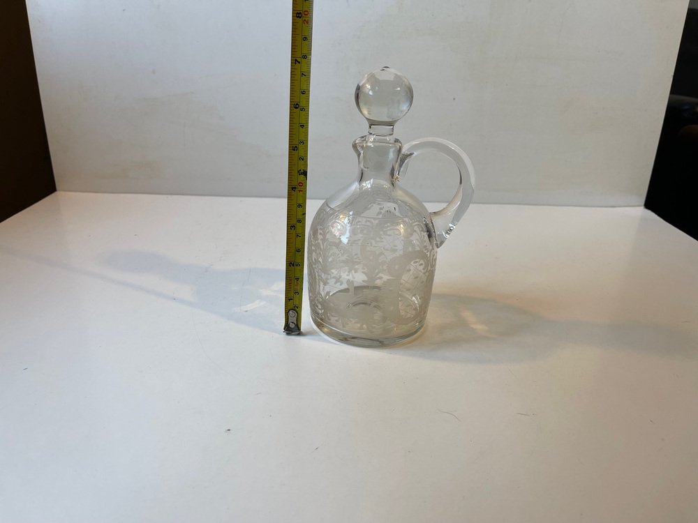 Antique Decanter in Etched Glass from Holmegaard, 1900s