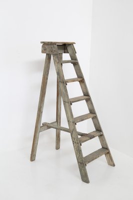 Antique Decorative Grey Wooden Ladder, 1920s-RCE-1415044