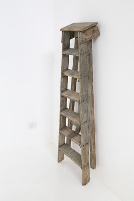 Antique Decorative Grey Wooden Ladder, 1920s-RCE-1415044