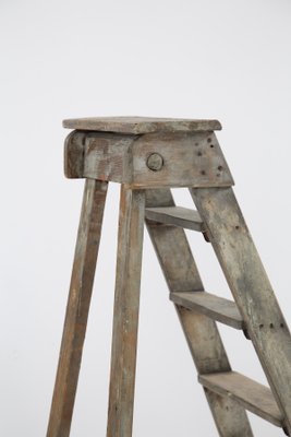 Antique Decorative Grey Wooden Ladder, 1920s-RCE-1415044