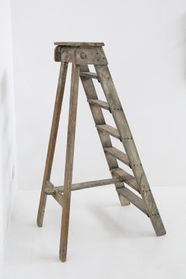 Antique Decorative Grey Wooden Ladder, 1920s-RCE-1415044