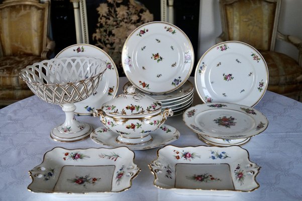 Antique Dessert Service with Basket, 1890, Set of 14-DVX-1811168