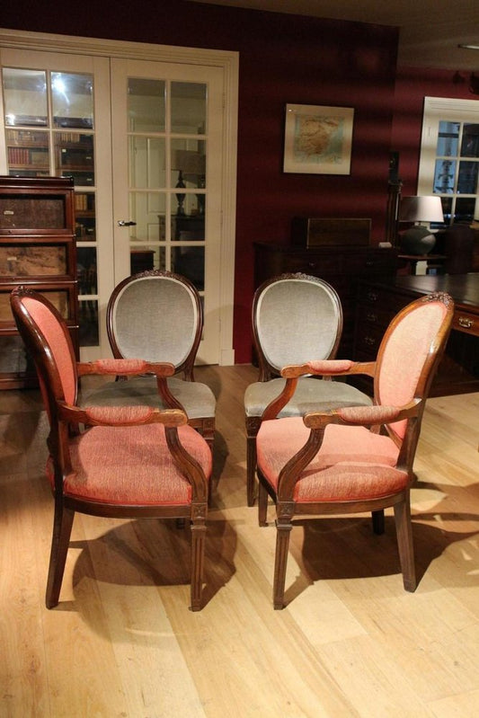 Antique Dining Room Chairs in Mahogany, Set of 4