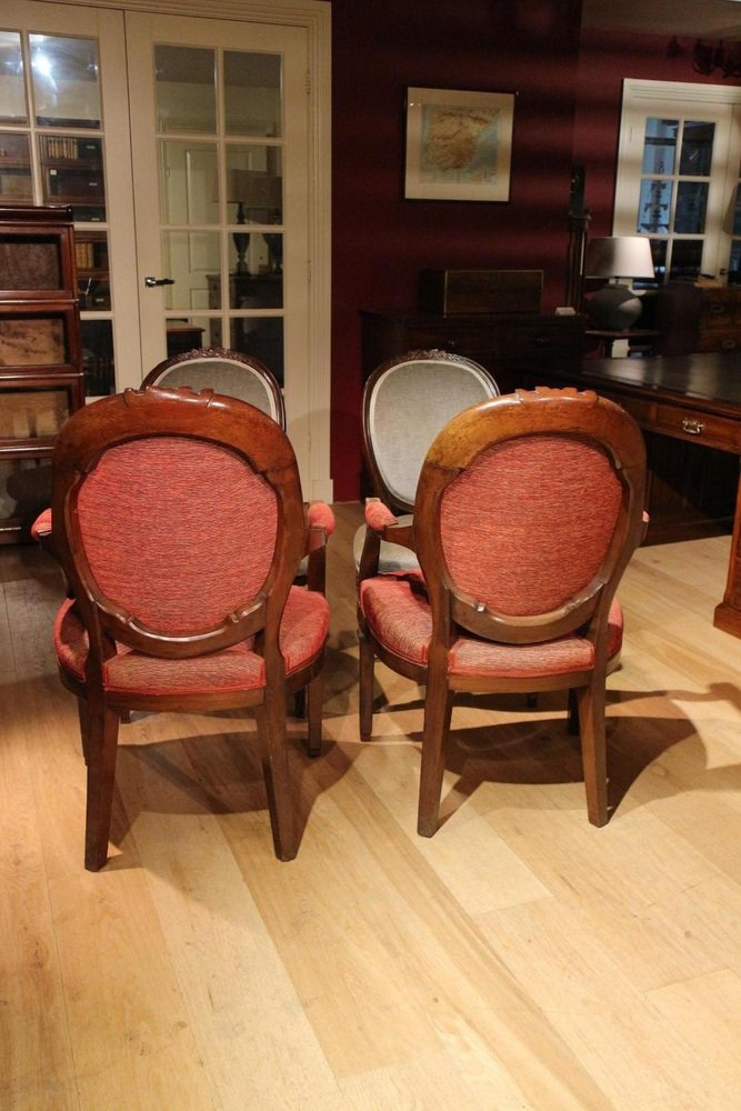 Antique Dining Room Chairs in Mahogany, Set of 4