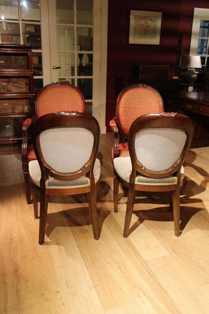 Antique Dining Room Chairs in Mahogany, Set of 4