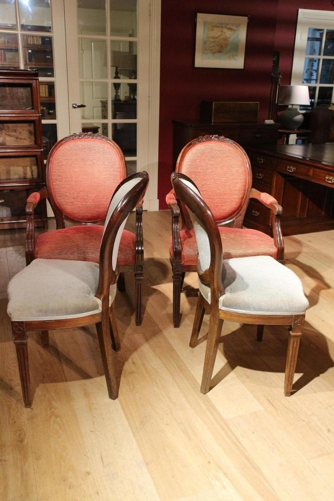 Antique Dining Room Chairs in Mahogany, Set of 4