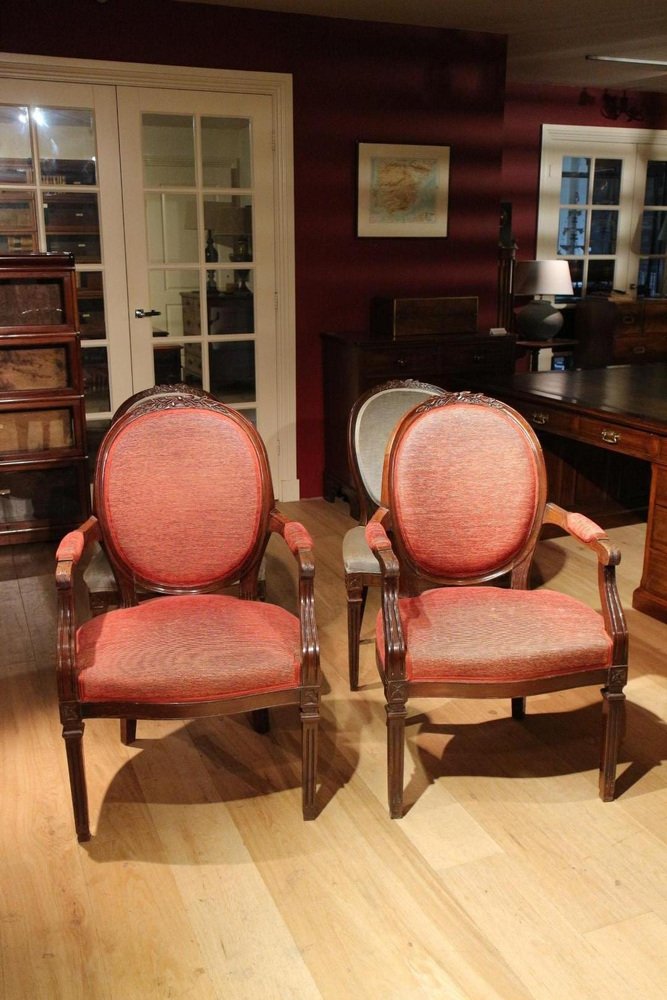 Antique Dining Room Chairs in Mahogany, Set of 4