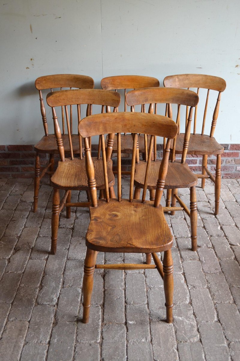 Antique Dining Table & Windsor Chairs, Set of 7