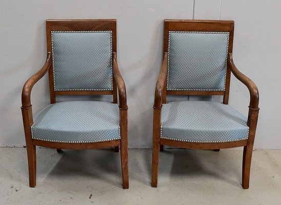 Antique Directoire Light Walnut Lounge Chairs, Set of 2-RVK-683461