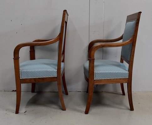 Antique Directoire Light Walnut Lounge Chairs, Set of 2-RVK-683461