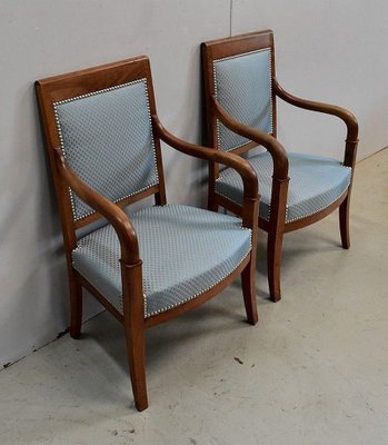 Antique Directoire Light Walnut Lounge Chairs, Set of 2-RVK-683461