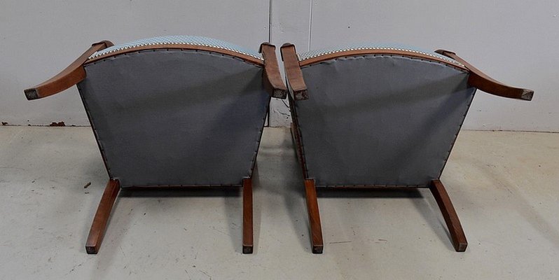 Antique Directoire Light Walnut Lounge Chairs, Set of 2-RVK-683461