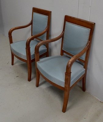 Antique Directoire Light Walnut Lounge Chairs, Set of 2-RVK-683461