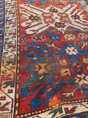 Antique Distressed Eagle Kazak Rug