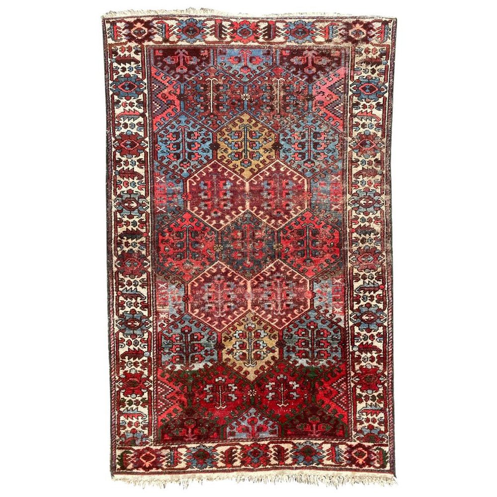 Antique Distressed Kurdish Rug