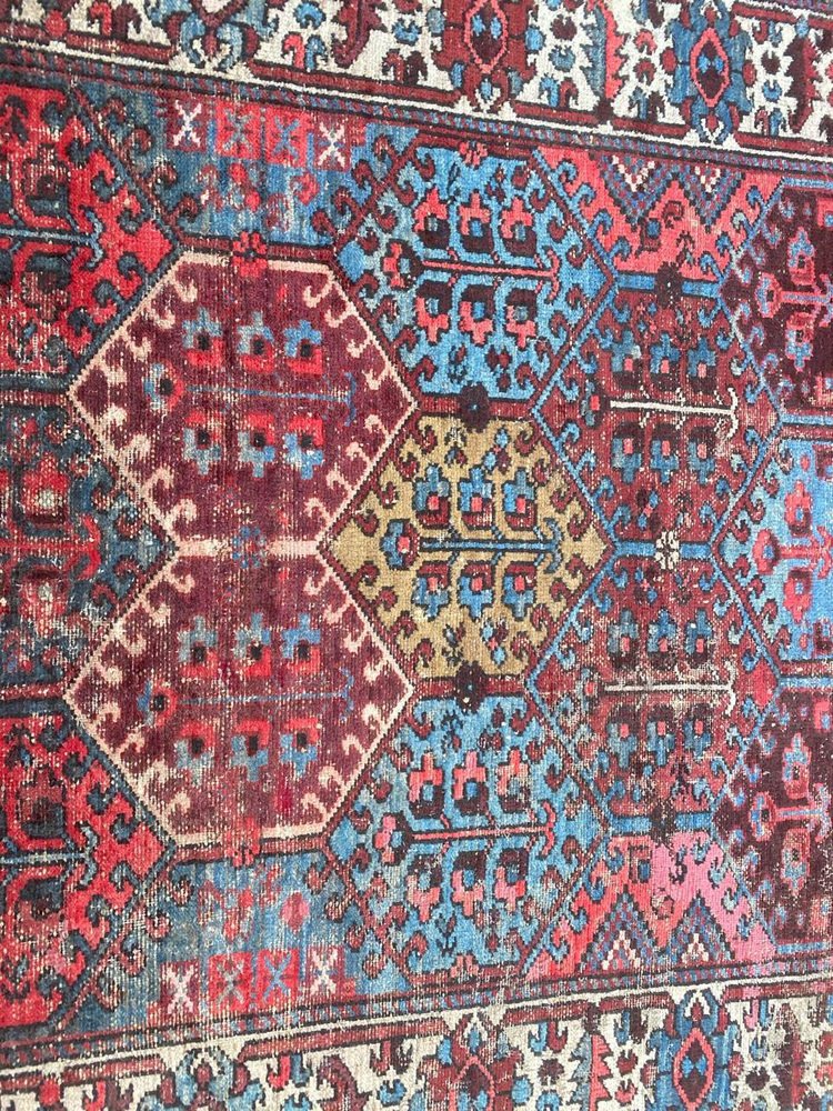 Antique Distressed Kurdish Rug