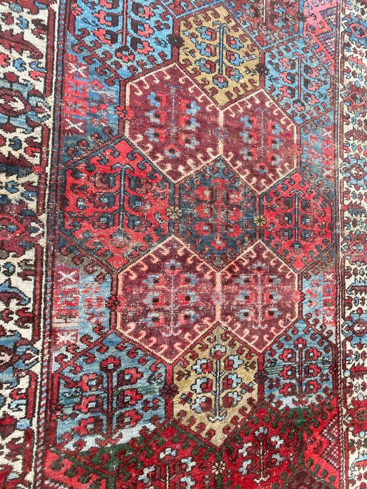 Antique Distressed Kurdish Rug