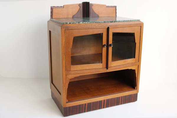 Antique Dutch Art Deco Amsterdam School Tea Cabinet / Display Cabinet in Oak, 1920s-WIP-2041773