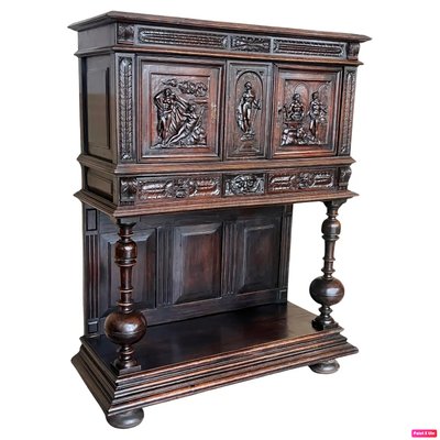 Antique Dutch Hand Carved Renaissance Raised Cabinet, 1890-PSK-2028894