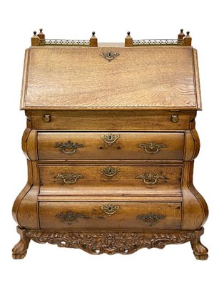 Antique Dutch Secretaire in Oak-UCH-1224435