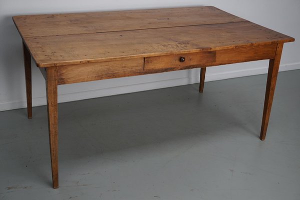 Antique Early 20th Century French Rustic Fruitwood & Oak Farmhouse Dining Table-XO-2035112