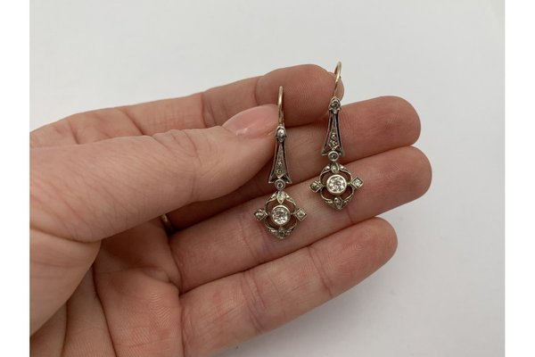 Antique Earrings and Pendant with Diamonds, Austria, 1900s, Set of 3-BXB-1768376