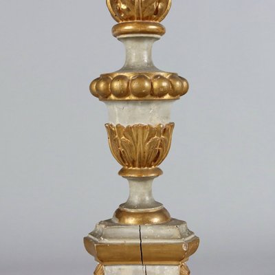 Antique Eclectic Candleholder in Carved and Gilded Wood-VMM-1724793