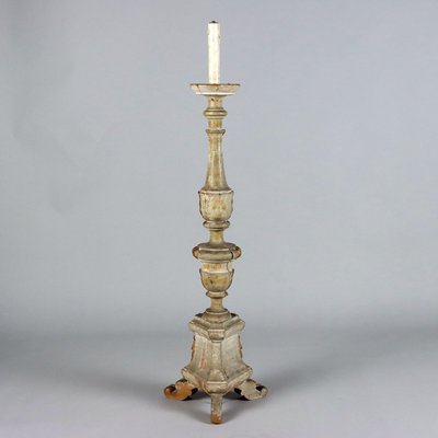 Antique Eclectic Candleholder in Carved and Gilded Wood-VMM-1724793