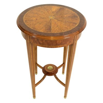 Antique Edwardian Burl and Mahogany Marquetry Side Table-WFJ-719943