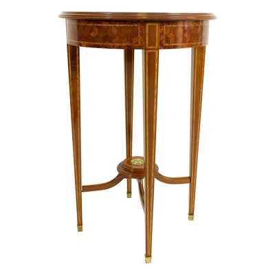 Antique Edwardian Burl and Mahogany Marquetry Side Table-WFJ-719943