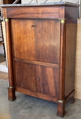 Antique Empire Drop-Front Oak Secretary, 1890-PSK-2031319