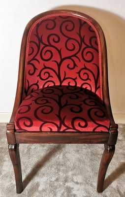 Antique Empire Mahogany and Velvet Desk Chair-QRS-573290