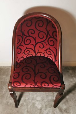 Antique Empire Mahogany and Velvet Desk Chair-QRS-573290