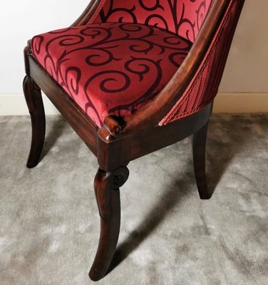 Antique Empire Mahogany and Velvet Desk Chair-QRS-573290