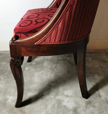 Antique Empire Mahogany and Velvet Desk Chair-QRS-573290