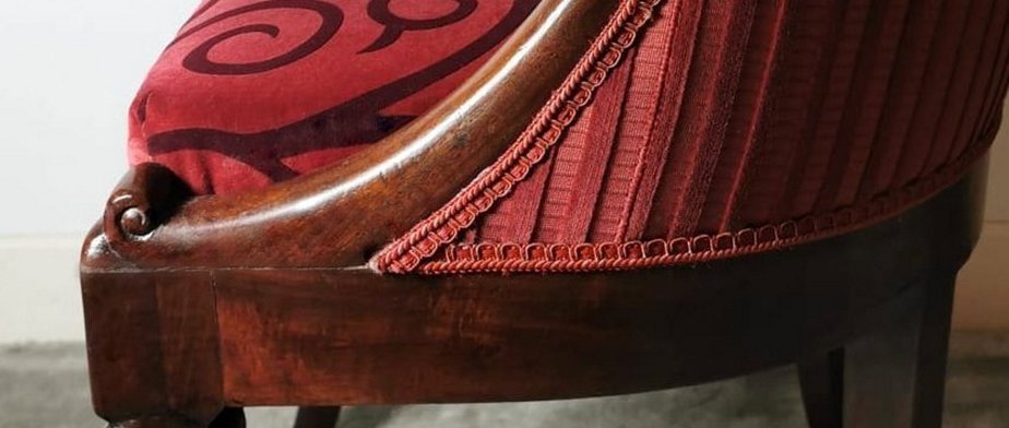 Antique Empire Mahogany and Velvet Desk Chair-QRS-573290