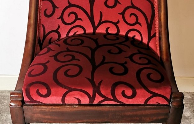 Antique Empire Mahogany and Velvet Desk Chair-QRS-573290