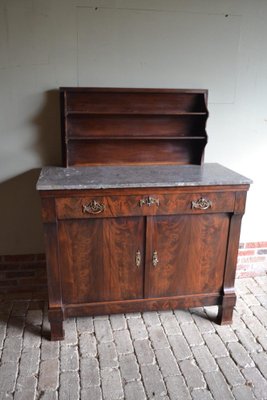 Antique Empire Mahogany Folding Buffet with Marble Top-GTG-1409902